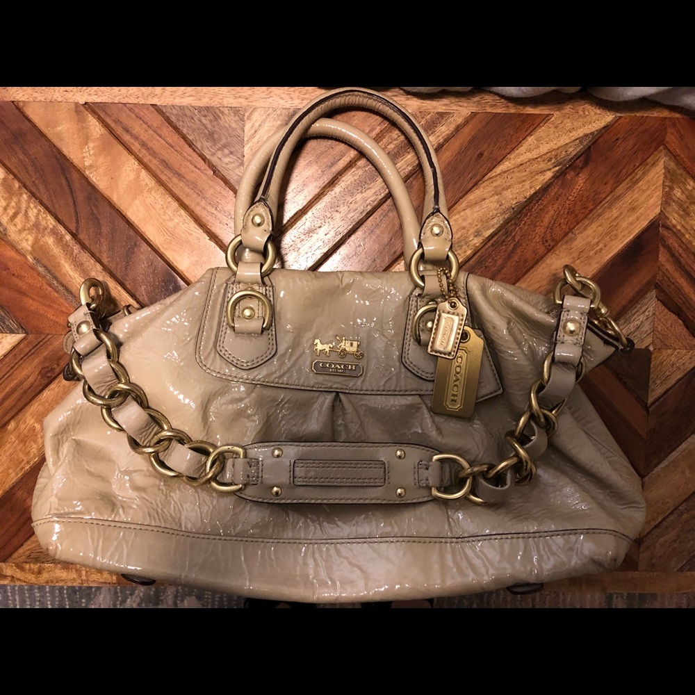 Coach Madison Nude/Beige Patent Madison Satchel